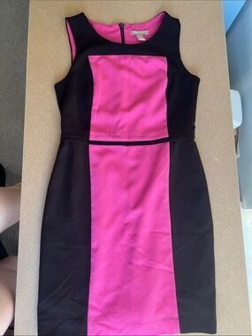 Banana Republic Black and Hot Pink Colorblock Sleeveless Dress